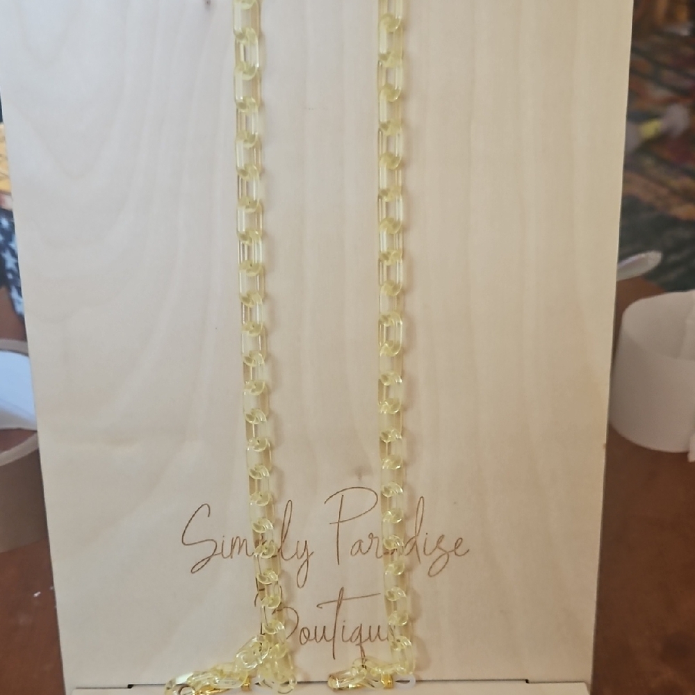 Yellow Necklace Mask Or Name Badge Work Identication Holder